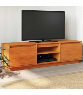 vidaXL TV Cabinet Wax Brown 140x35x40 cm Solid Wood Pine