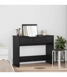 vidaXL Cosmetic Table with Drawer Black Oak 100 x 45 x76 cm