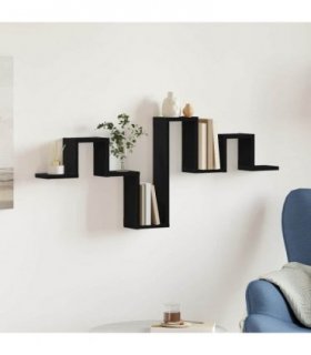 vidaXL Wall Shelf Wall-mounted Black Oak 104.5 x 43 x 10 cm