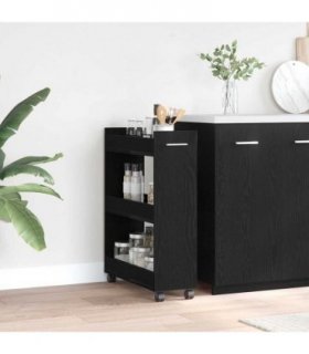 vidaXL Cabinet with Wheel Black Oak 60 x 22 x 79 cm