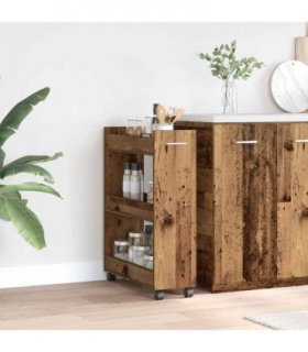 vidaXL Cabinet with Wheel Old Wood 60 x 22 x 79 cm