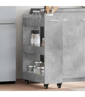 vidaXL Cabinet with Wheels Concerte Grey 60x22x79 cm Engineered Wood — Colour: concrete grey