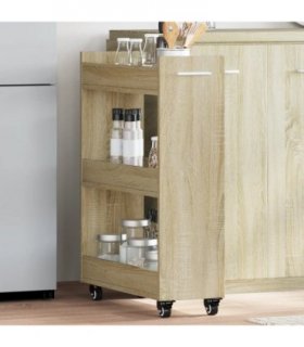 vidaXL Cabinet with Wheels Sonoma Oak 60x22x79 cm Engineered Wood