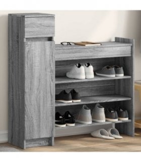 vidaXL Shoe Cabinet Grey Sonoma 100.5x28x100 cm Engineered Wood