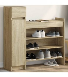 vidaXL Shoe Cabinet Sonoma Oak 100.5x28x100 cm Engineered Wood