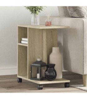 vidaXL Side Table with Wheels Sonoma Oak 50x30x55 cm Engineered Wood