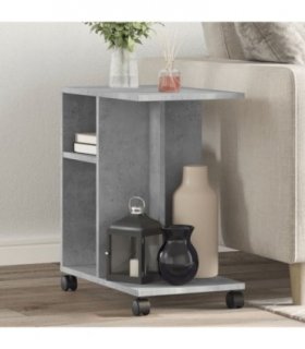 vidaXL Side Table with Wheels Concrete Grey 50x30x55 cm Engineered Wood