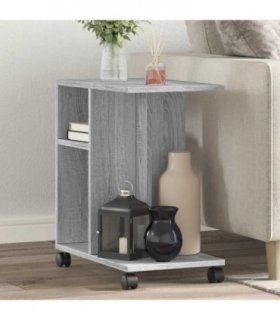 vidaXL Side Table with Wheels Grey Sonoma 50x30x55 cm Engineered Wood