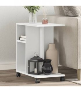 vidaXL Side Table with Wheels White 50x30x55 cm Engineered Wood