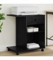 vidaXL Printer Stand Plain Black Oak 60 x 40 x 68.5 cm Engineered Wood
