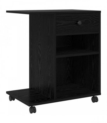 vidaXL Printer Stand Plain Black Oak 60 x 40 x 68.5 cm Engineered Wood