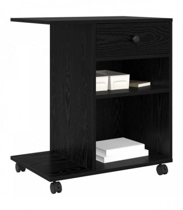 vidaXL Printer Stand Plain Black Oak 60 x 40 x 68.5 cm Engineered Wood