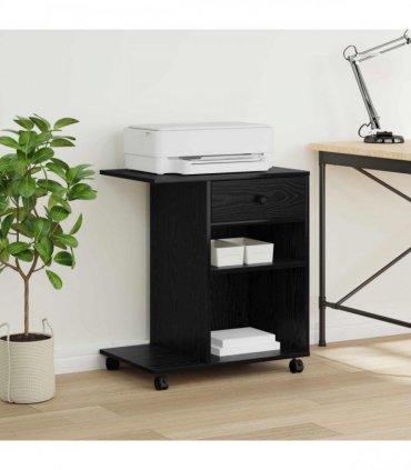 vidaXL Printer Stand Plain Black Oak 60 x 40 x 68.5 cm Engineered Wood