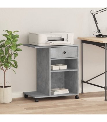 vidaXL Printer Stand with Wheels Concrete Grey 60x40x68.5 cm