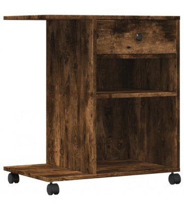 vidaXL Printer Stand with Wheels Smoked Oak 60x40x68.5 cm