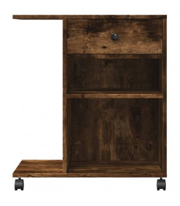 vidaXL Printer Stand with Wheels Smoked Oak 60x40x68.5 cm