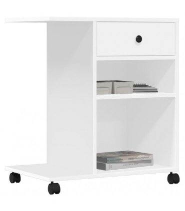 vidaXL Printer Stand with Wheels White 60x40x68.5 cm