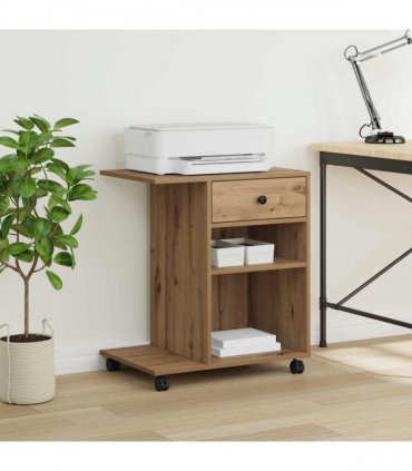vidaXL Printer Stand Artisian Oak 60 x 40 x 68.5 cm Engineered Wood — Colour: Artisan oak