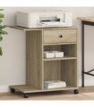 vidaXL Printer Stand with Wheels Sonoma Oak 60x40x68.5 cm