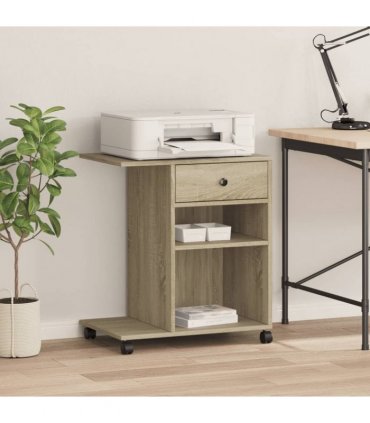 vidaXL Printer Stand with Wheels Sonoma Oak 60x40x68.5 cm