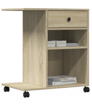 vidaXL Printer Stand with Wheels Sonoma Oak 60x40x68.5 cm
