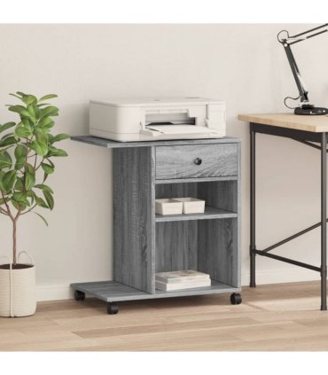 vidaXL Printer Stand with Wheels Grey Sonoma 60x40x68.5 cm