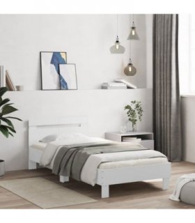 vidaXL Bed Frame without Mattress with Headboard White 100x200 cm — Size: 100 x 200 cm