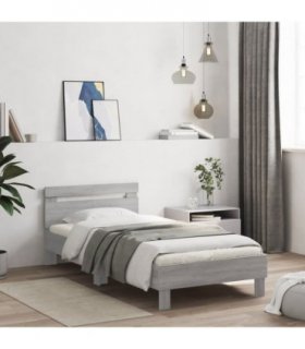 vidaXL Bed Frame without Mattress with Headboard Grey Sonoma 100x200 cm — Size: 100 x 200 cm