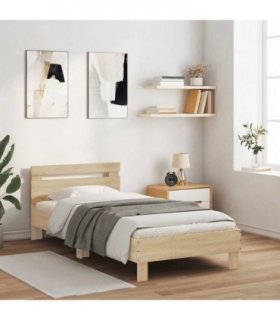vidaXL Bed Frame without Mattress with Headboard Sonoma Oak 100x200 cm — Size: 100 x 200 cm