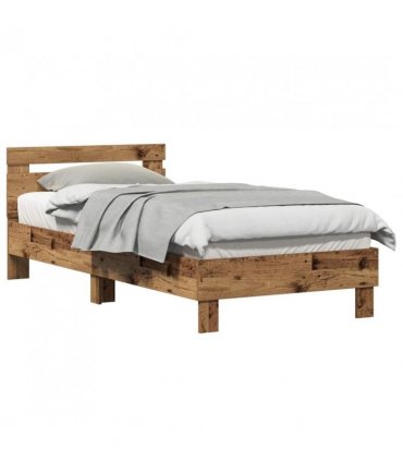 vidaXL Bed Frame Old Wood 203 x 95 x 70 cm Engineered Wood — Size: 90 x 200 cm