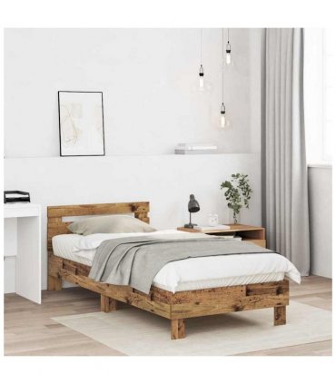 vidaXL Bed Frame Old Wood 203 x 95 x 70 cm Engineered Wood — Size: 90 x 200 cm