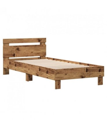 vidaXL Bed Frame Old Wood 203 x 95 x 70 cm Engineered Wood — Size: 90 x 200 cm