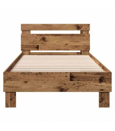 vidaXL Bed Frame Old Wood 203 x 95 x 70 cm Engineered Wood — Size: 90 x 200 cm