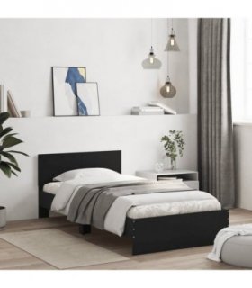 vidaXL Bed Frame without Mattress with Headboard Black 100x200 cm — Size: 100 x 200 cm