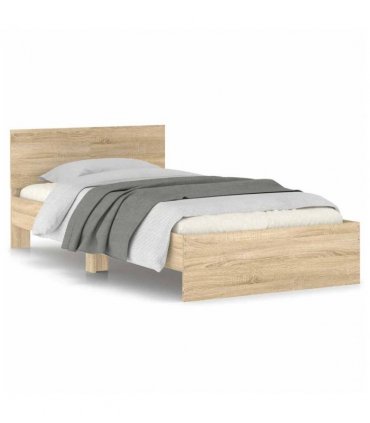 vidaXL Bed Frame without Mattress with Headboard Sonoma Oak 100x200 cm — Size: 100 x 200 cm — V0672046355
