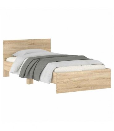 vidaXL Bed Frame without Mattress with Headboard Sonoma Oak 100x200 cm — Size: 100 x 200 cm — V0672046355