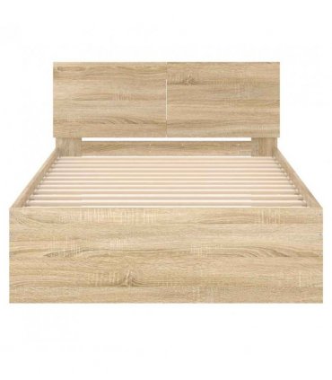 vidaXL Bed Frame without Mattress with Headboard Sonoma Oak 100x200 cm — Size: 100 x 200 cm — V0672046355