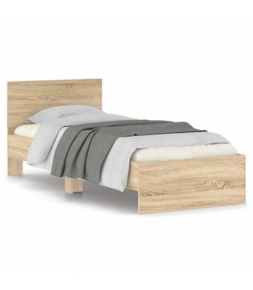 vidaXL Bed Frame without Mattress with Headboard Sonoma Oak 90x200 cm — Size: 90 x 200 cm — V0672046356