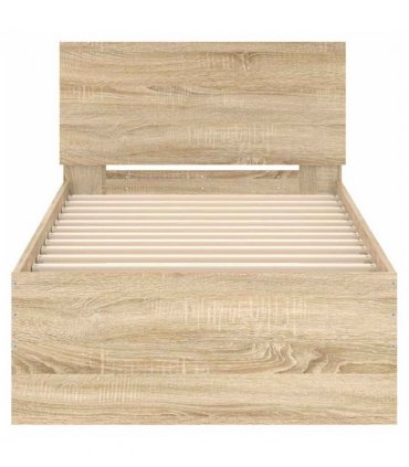 vidaXL Bed Frame without Mattress with Headboard Sonoma Oak 90x200 cm — Size: 90 x 200 cm — V0672046356
