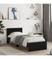 vidaXL Bed Frame without Mattress with Headboard Black 90x200 cm — Size: 90 x 200 cm