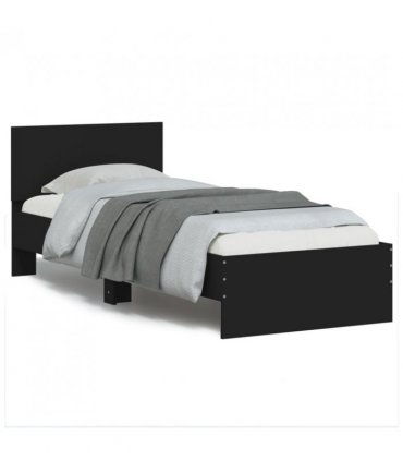 vidaXL Bed Frame without Mattress with Headboard Black 90x200 cm — Size: 90 x 200 cm