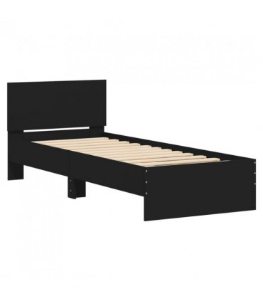 vidaXL Bed Frame without Mattress with Headboard Black 90x200 cm — Size: 90 x 200 cm