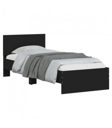 vidaXL Bed Frame without Mattress with Headboard Black 90x200 cm — Size: 90 x 200 cm