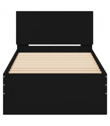 vidaXL Bed Frame without Mattress with Headboard Black 90x200 cm — Size: 90 x 200 cm