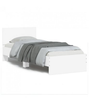 vidaXL Bed Frame without Mattress with Headboard White 75x190 cm Small Single — Size: 75 x 190 cm