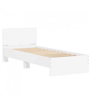 vidaXL Bed Frame without Mattress with Headboard White 75x190 cm Small Single — Size: 75 x 190 cm