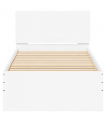 vidaXL Bed Frame without Mattress with Headboard White 75x190 cm Small Single — Size: 75 x 190 cm