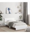 vidaXL Bed Frame without Mattress with Headboard White 100x200 cm — Size: 100 x 200 cm — V0672046359