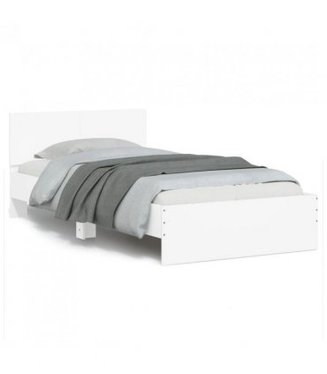 vidaXL Bed Frame without Mattress with Headboard White 100x200 cm — Size: 100 x 200 cm — V0672046359