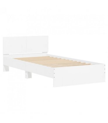 vidaXL Bed Frame without Mattress with Headboard White 100x200 cm — Size: 100 x 200 cm — V0672046359